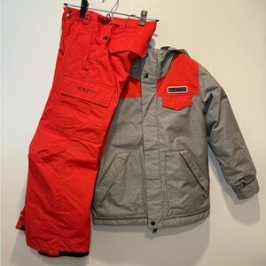 Burton Boys Dugout Jacket & Exile Cargo Pant Size Small Red & Grey